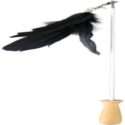 Cat Teaser Feather with Wooden Handle