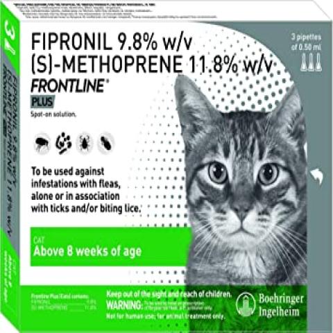 Frontline Plus Spot On For Cats & Kitten (Fipronin 9.8% )(Tick and Flea & Treatment Control)