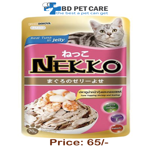 Nekko Adult wet Pouch - Tuna Topping Shrimp & Scallop In Jelly 70g