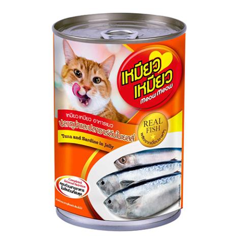 Meow Meow Canned Cat Food Tuna And Sardine in Jelly 400gm